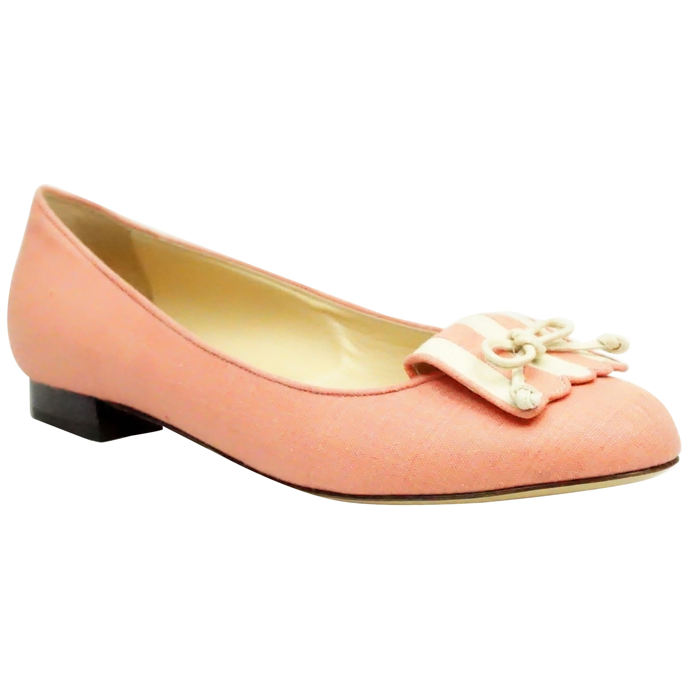 Charlotte Olympia Coral Linen Flats - 37