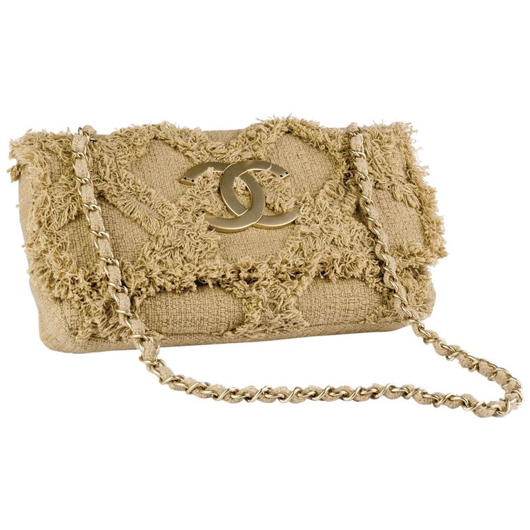 Chanel Tan Twisted Sheepskin and Wool Tote - Ann's Fabulous Closeouts