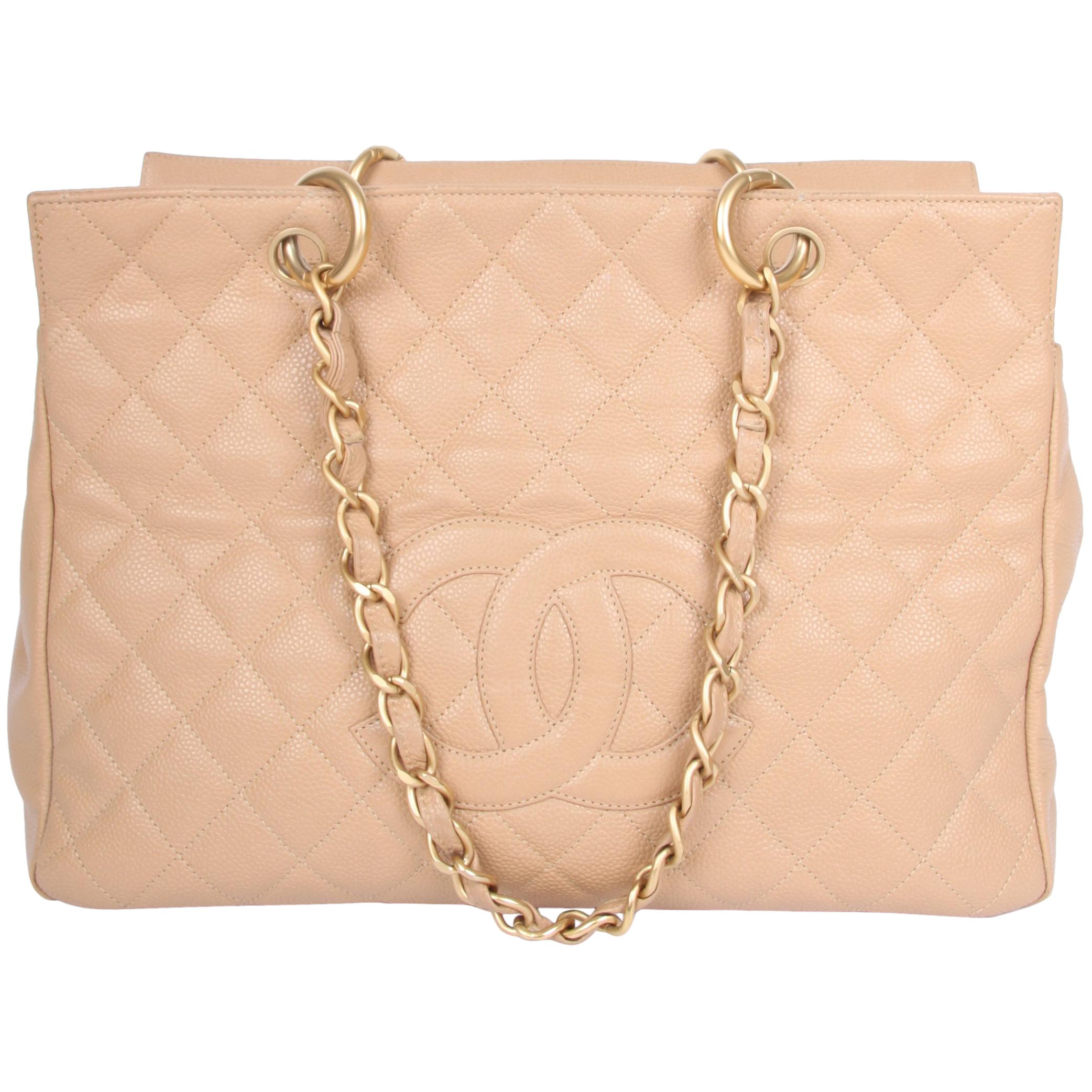 CHANEL Caviar Timeless Shopping Tote PTT beige