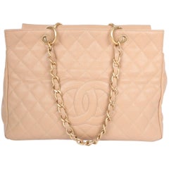 CHANEL Caviar Timeless Shopping Tote PTT beige