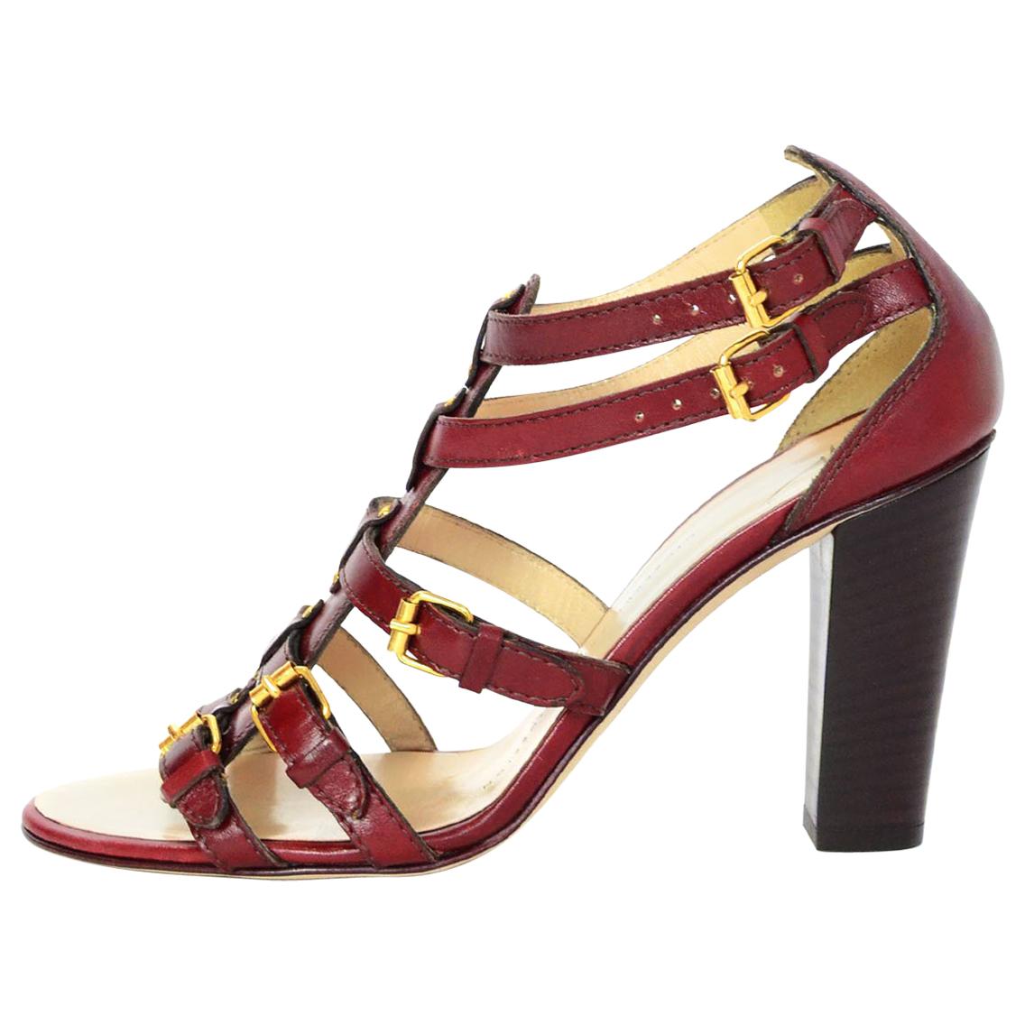 Giuseppe Zanotti Brick Red Leather Caged Sandals Sz 37.5 NEW with DB