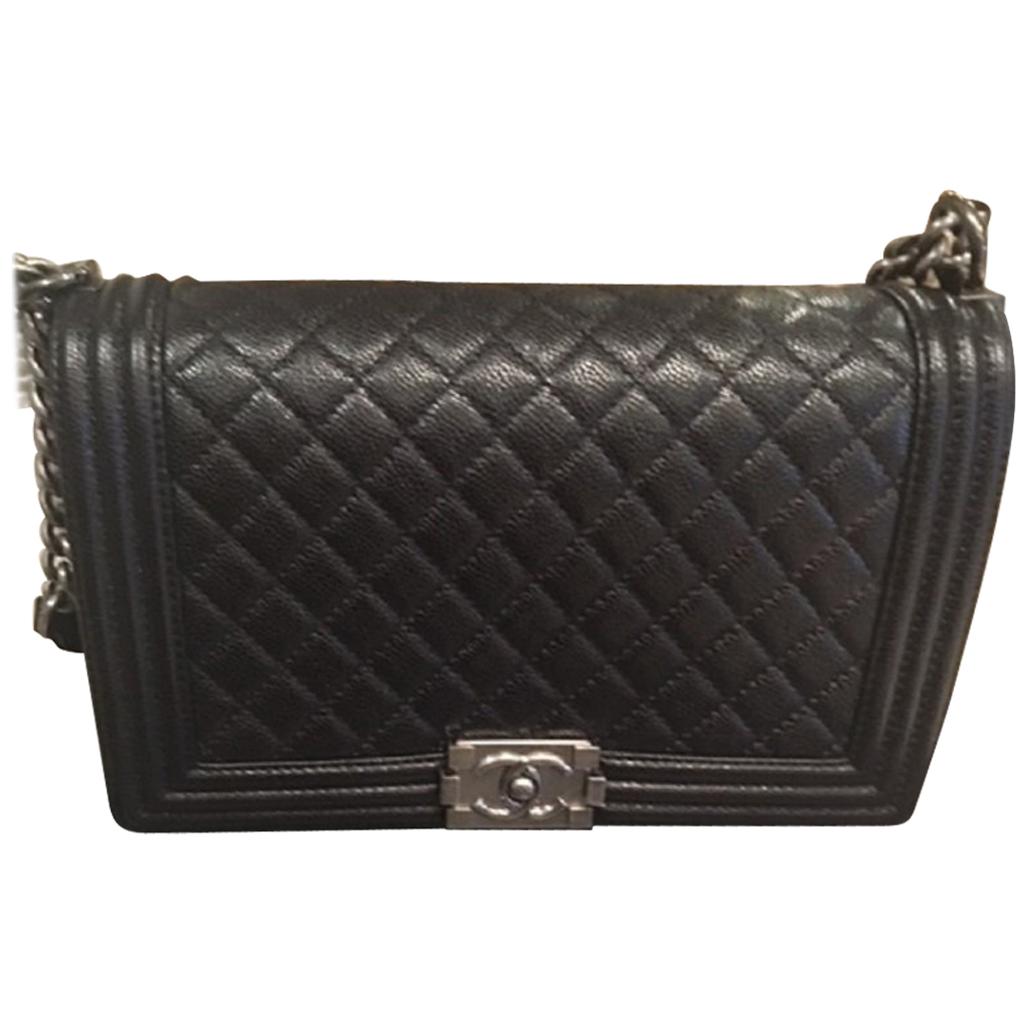 Chanel BRAND NEW Caviar Boy Bag - New Medium size with Ruthenium Hardware  For Sale