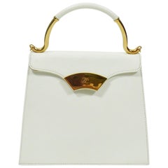 Karl Lagerfeld Vintage White Grained Leather Handbag