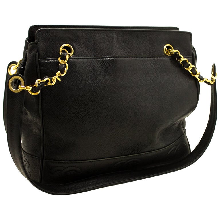 CHANEL Triple Coco CC Caviar Chain Shoulder Bag Black Leather For Sale ...