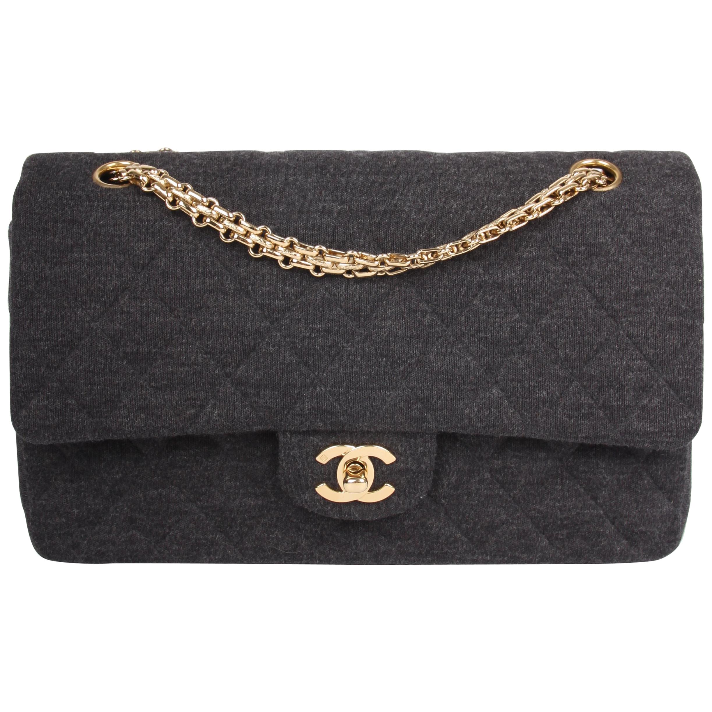 Chanel 2.55 Reissue Medium Double Flap Bag Jersey - dark grey