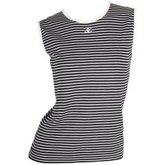 Chanel Striped Sleeveless Top - black & white