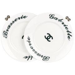 2015 Chanel White Calfskin Leather & Plexiglass Brasserie Gabrielle Plate Clutch