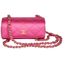 Chanel Magenta Quilted Satin Mini Barrel Wristlet, 2004