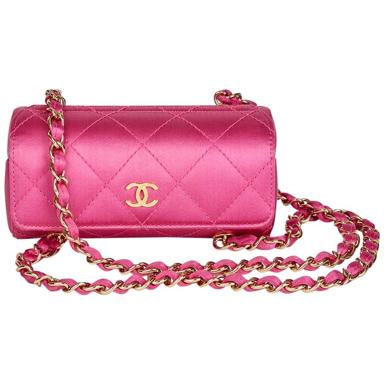 Chanel Vintage CC Chain Flap Bag Horizontal Quilted Satin Mini at 1stDibs
