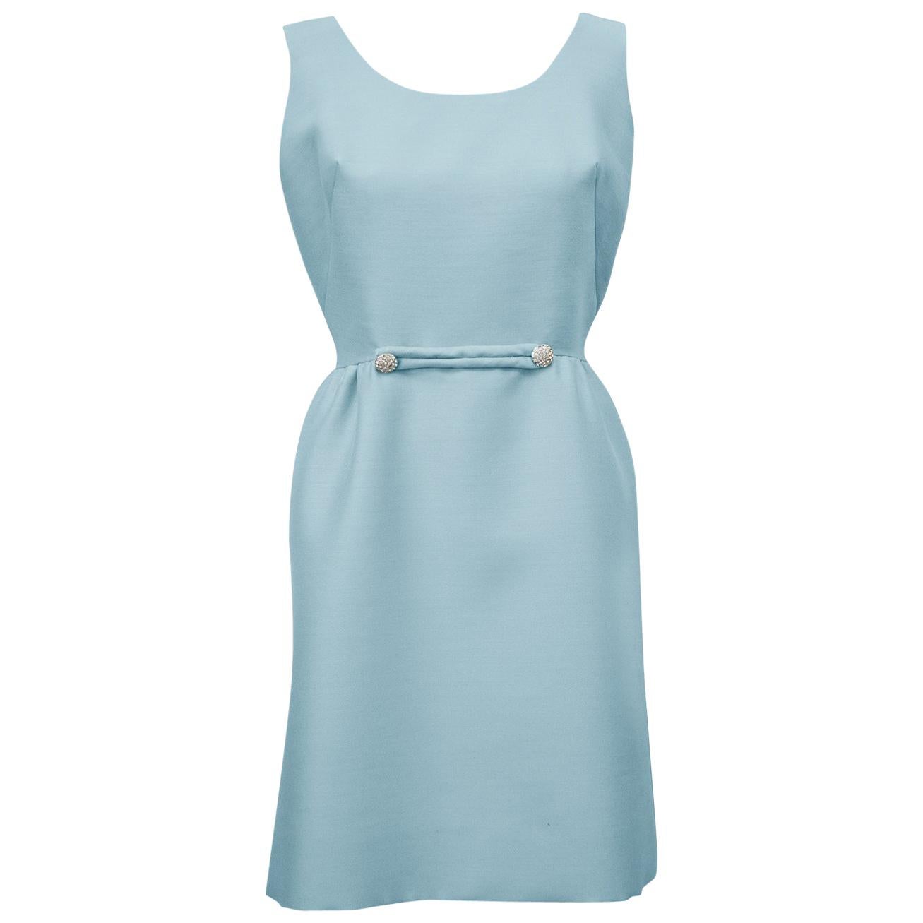1960s Anonymous Robin's Egg Blue Cocktail Dress