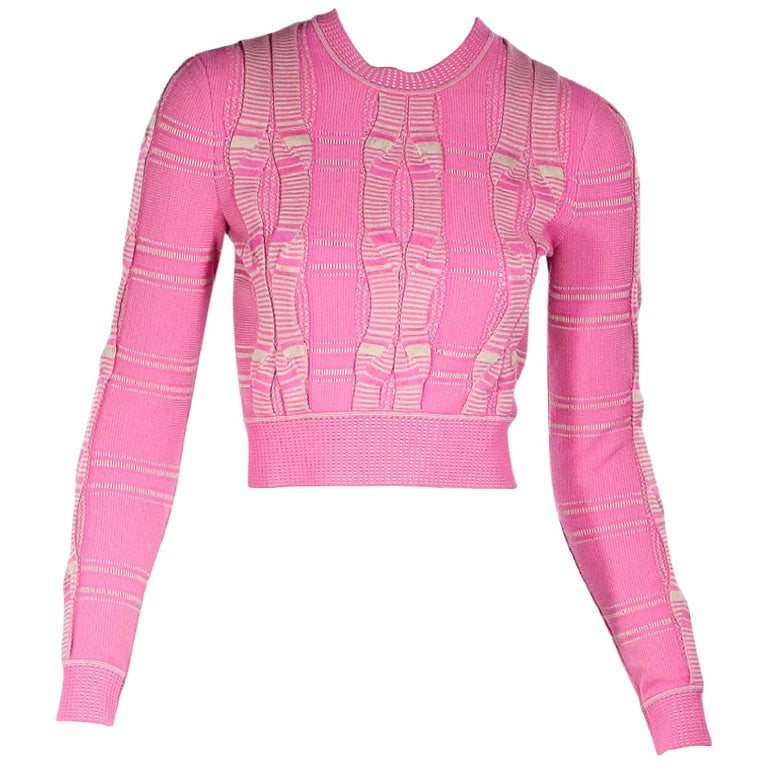 Pink Fendi Cable Knit Cropped Sweater For Sale at 1stDibs fendi pink