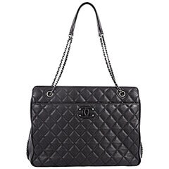 Chanel Frame In Chain Tote Quilted Calfskin Large