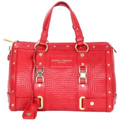 Versace Red Quilted Leather Boston Bag 