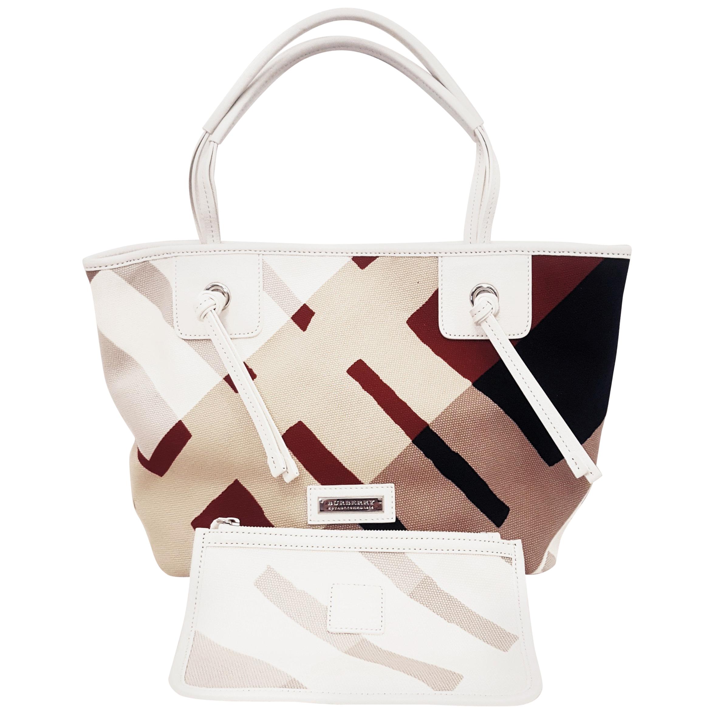 Burberry Limited Edition Brush Stroke Canvas Multi Color Check Hobo Bag For Sale