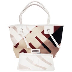 Burberry Limited Edition Brush Stroke Canvas Multi Color Check Hobo Bag