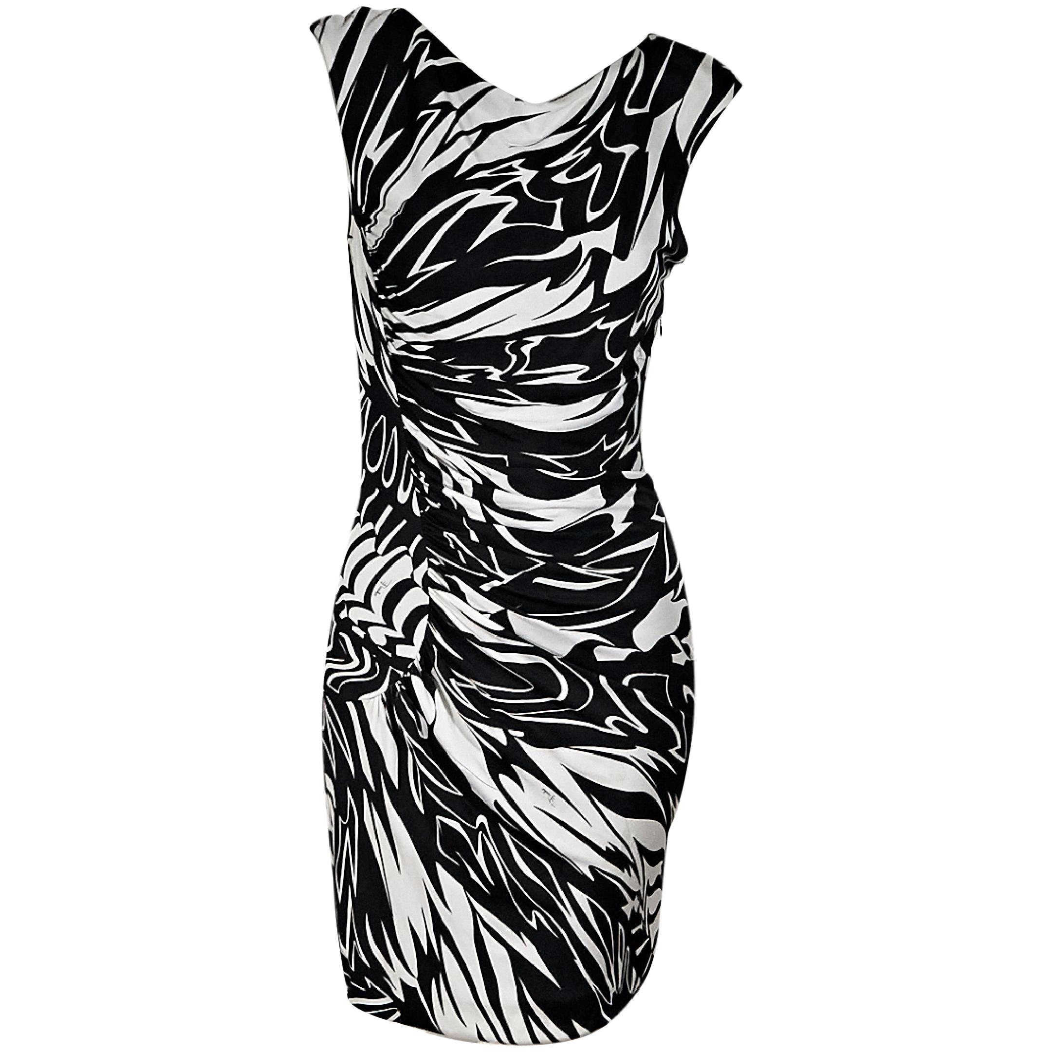 Black & White Emilio Pucci Printed Jersey-Knit Dress
