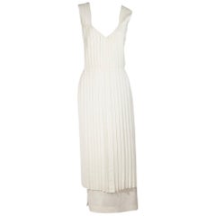 White Edun Pleated Silk Sleeveless Dress
