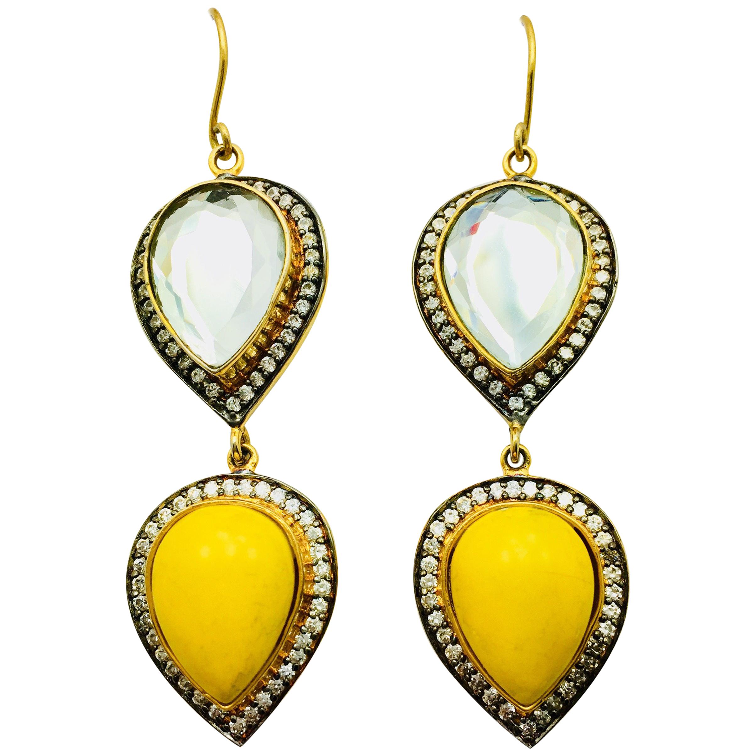 Polki Mirror Resin Drop Earrings