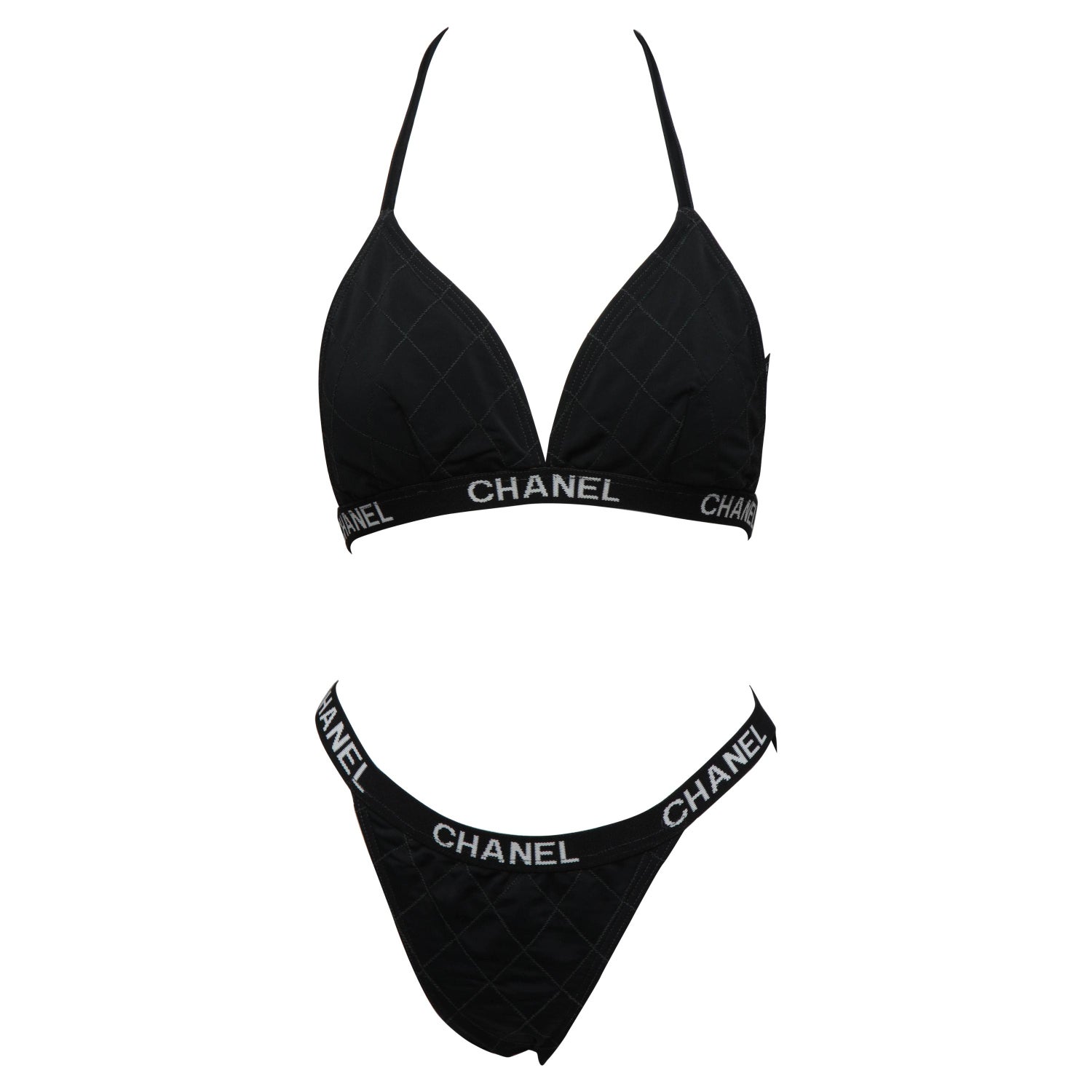 Vintage Chanel Black Bikini with Logos at 1stDibs | vintage chanel bikini, chanel  bikini vintage, chanel swimsuit