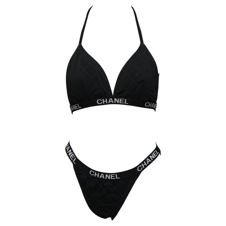 Chanel Black and White CC One-Piece Swimsuit at 1stDibs