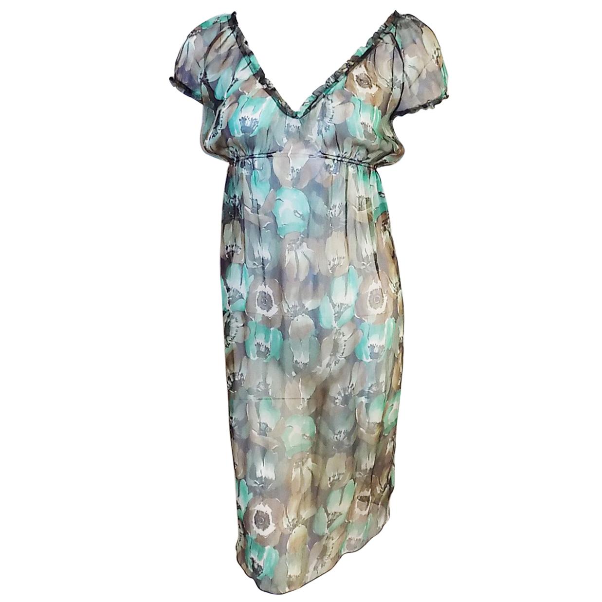 Prada silk chifon floral dress For Sale