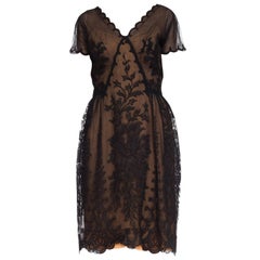 Vintage 1950S IRENE FOR BULLOKS WILSHIRE Black Silk 
Rayon Fine Lace Cocktail Dress