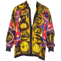 1990S GIANNI VERSACE Silk Men's Istante Printed Julius Caesar Shirt