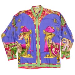 Vintage 1990s Gianni Versace Men's Renaissance Science printed Silk Shirt