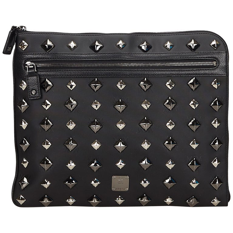 Mcm Black Visetos Studded Clutch Bag For At 1stdibs Mcm Black Visetos Studded Clutch Bag For
