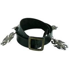 Jean Paul Gaultier Vintage 1990s Leather Belt with Bell & Joker Ornaments