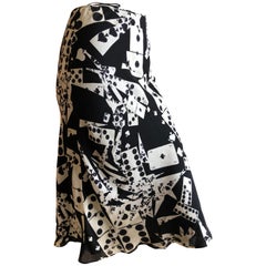 Christian Dior John Galliano Vintage Silk Domino Playing Card Pattern Skirt