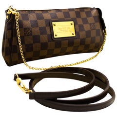 Louis Vuitton Eva Ebene Damier Canvas Shoulder Bag Handbag Gold