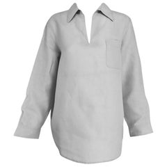 Hermes pale grey linen pull on shirt 