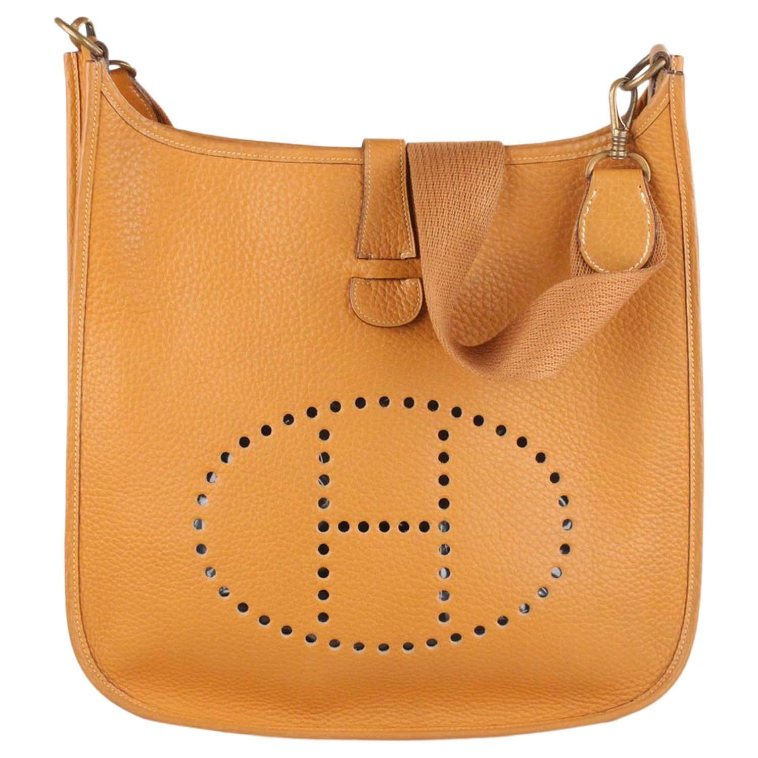 Hermes Vintage Tan Leather Evelyne Shoulder Bag