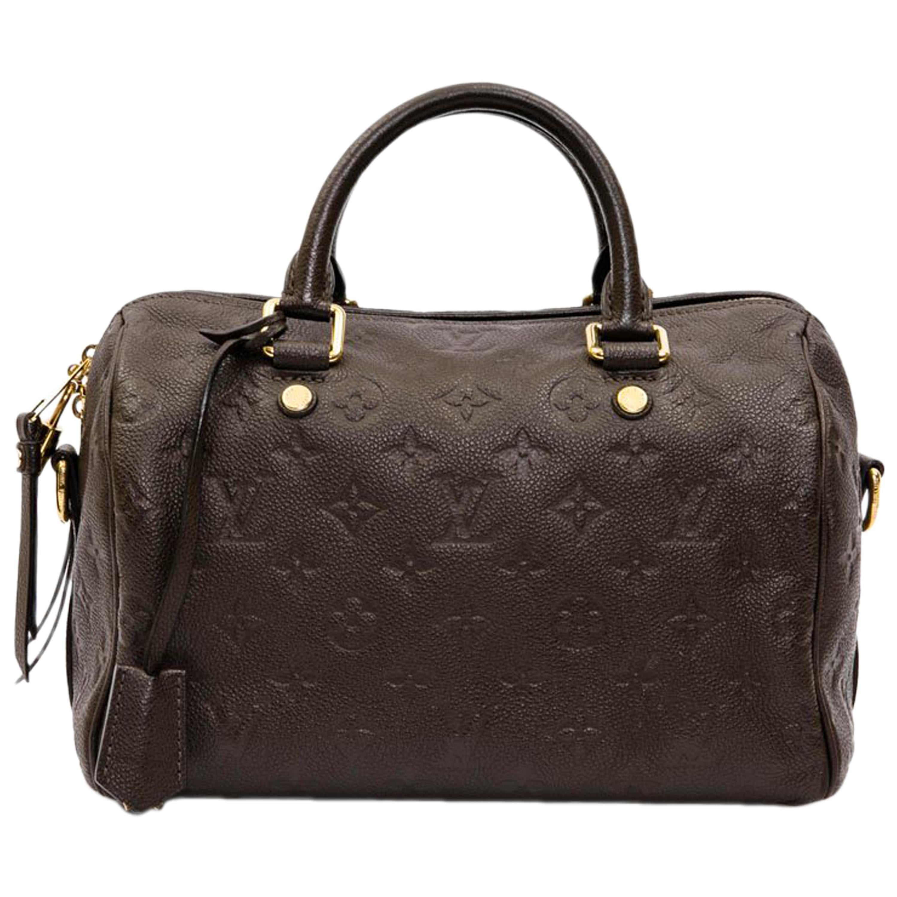 LOUIS VUITTON Speedy 25 Bag in Dark Brown Embossed Empreinte Leather