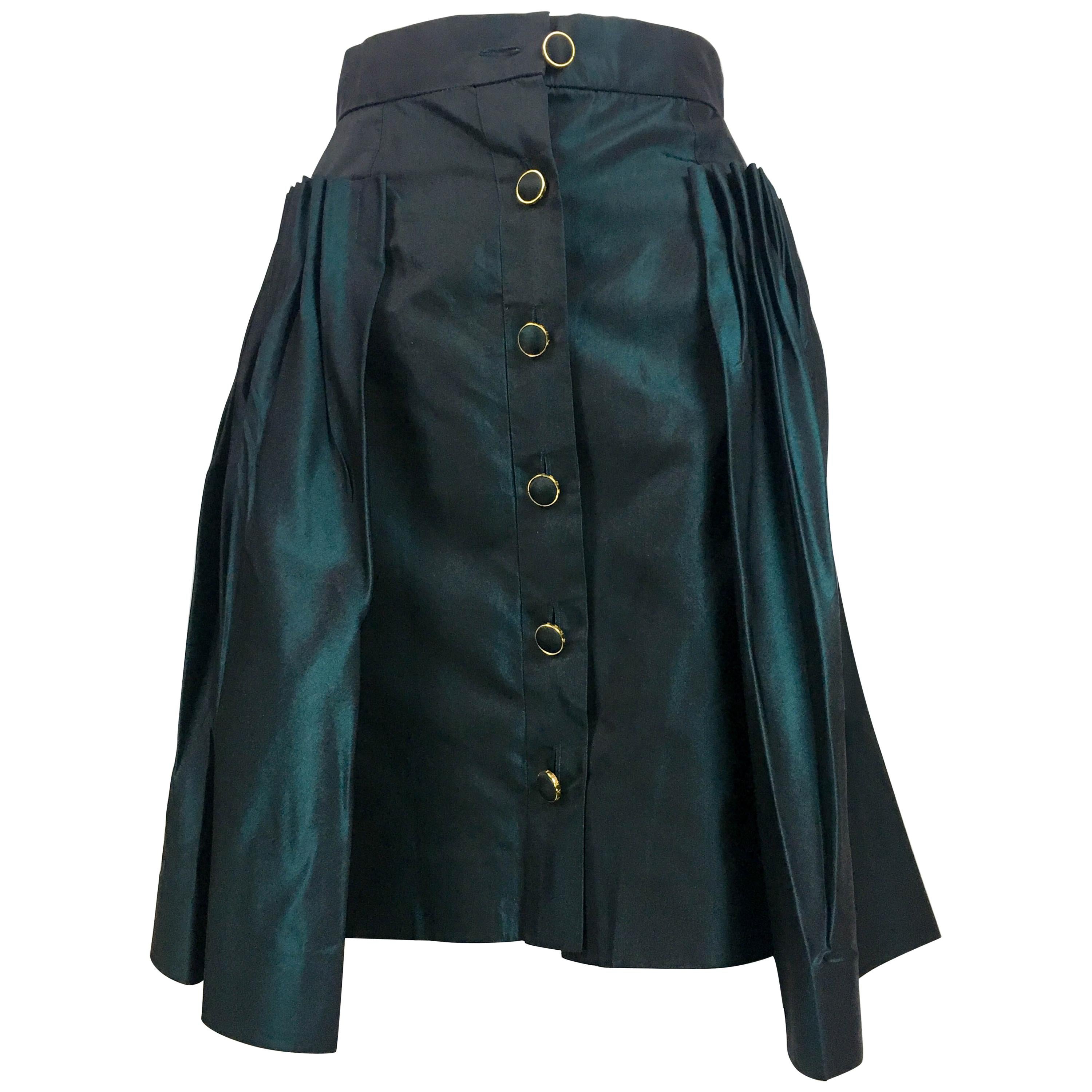 Chanel Iridescent Green Silk Skirt, 1990s 