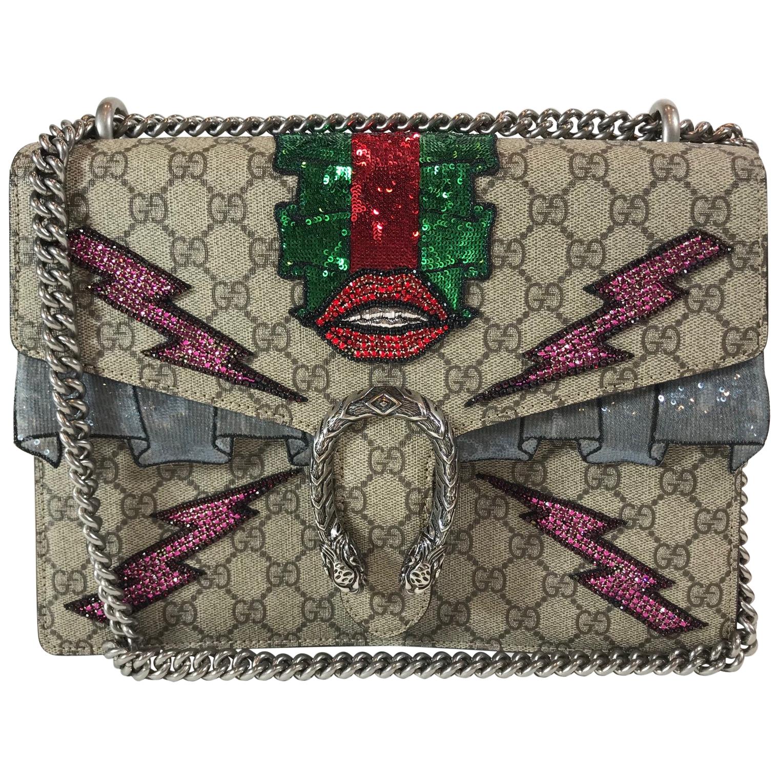 Gucci Embroidered GG Supreme Dionysus Bag For Sale