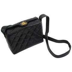 Chanel Semi Rigid Black Quilted Lambskin Leather  Crossbody Bag