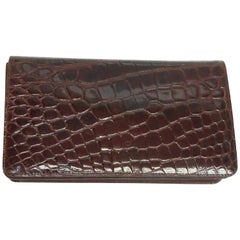 Saks Fifth Avenue Maroon Alligator Clutch 