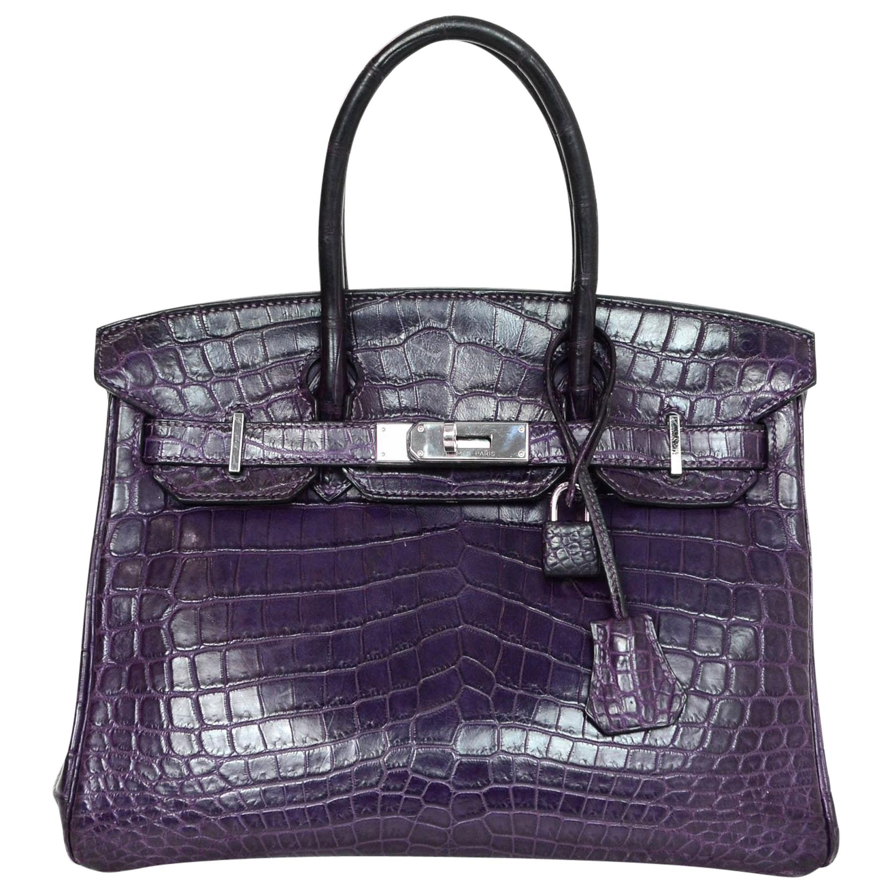 Hermes Purple Crocodile Birkin Bag 