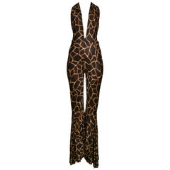 Retro Dolce & Gabbana Giraffe Print Backless Jumpsuit 
