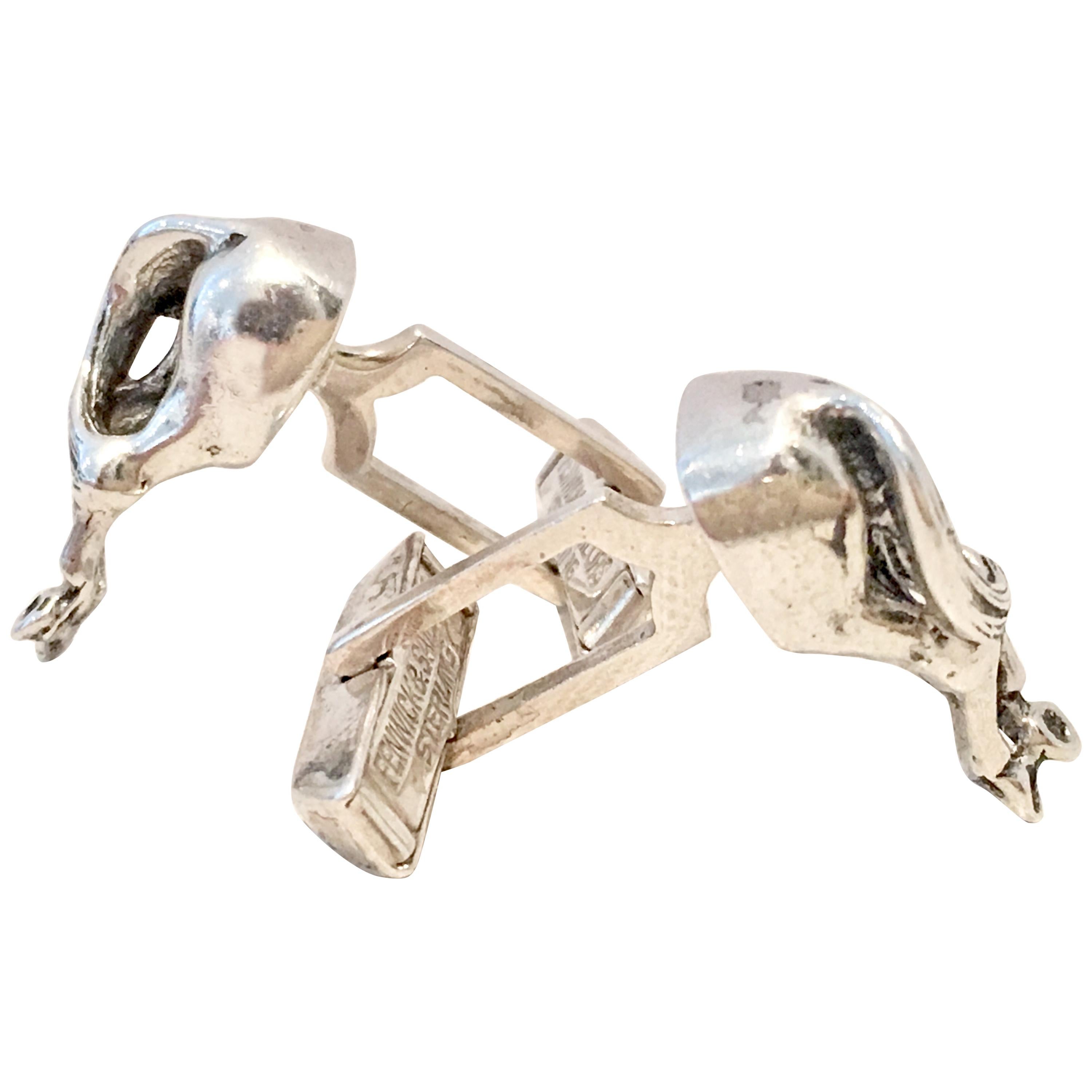 Mid-Century Sterling Silver Horse Cufflinks By Fenwick & Sailors For Sale
