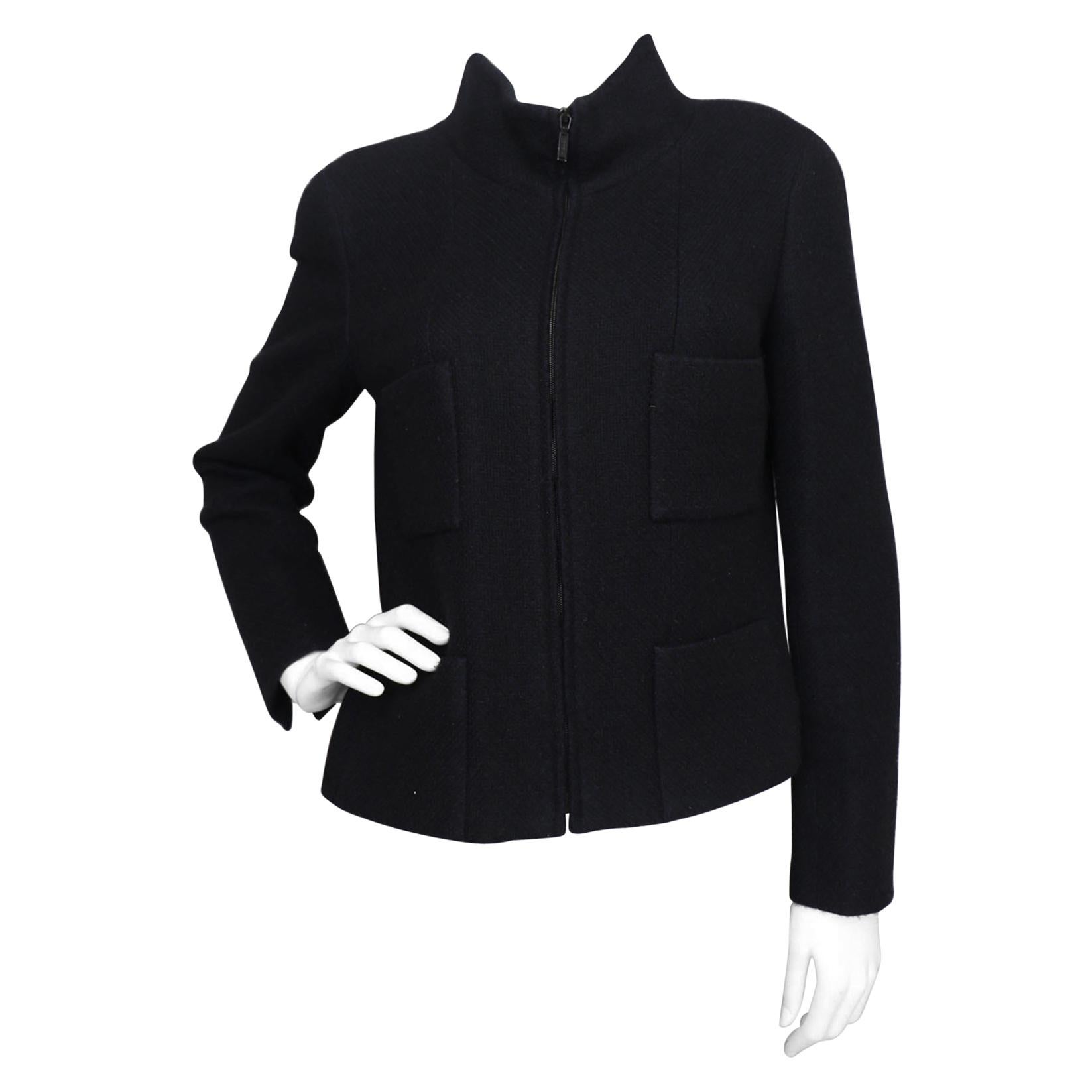 A 1990s Vintage Black Chanel Cashmere Jacket 
