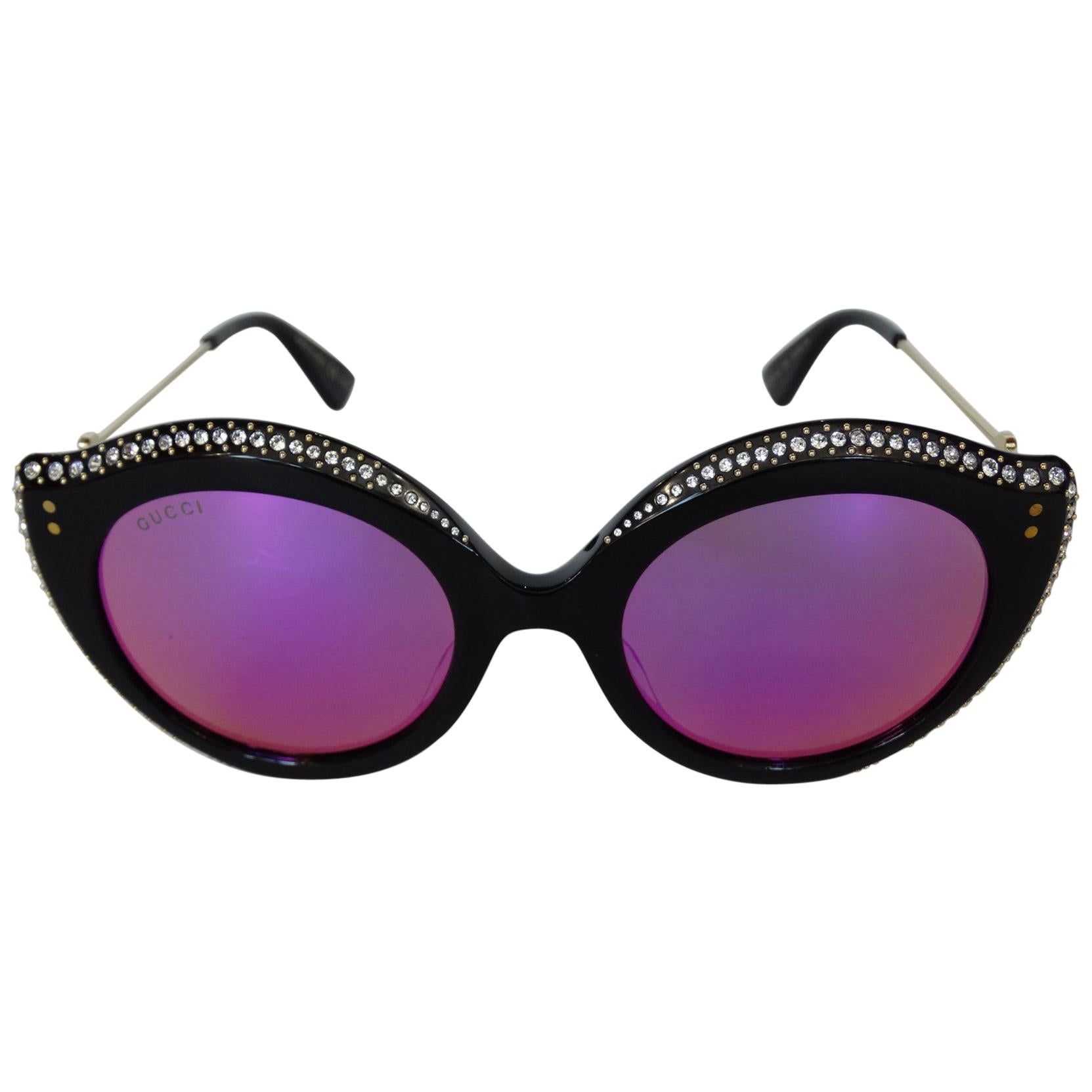Gucci Rhinestone Cat Eye Color Shifting Sunglasses