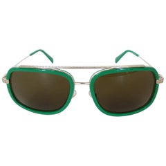 Versace Green Enamel Greek Key Sunglasses