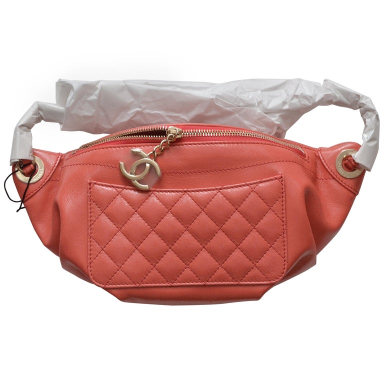 Chanel Pink Fanny Pack Pink Lambskin Waist Belt Bag Sold Out NEW at