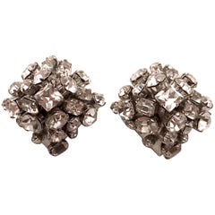 Gianni De Liguoro Large Rhinestone Pyramid Earrings