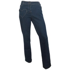 Dior Denim Button Up Jeans with Heart Shape Pockets Size 6.