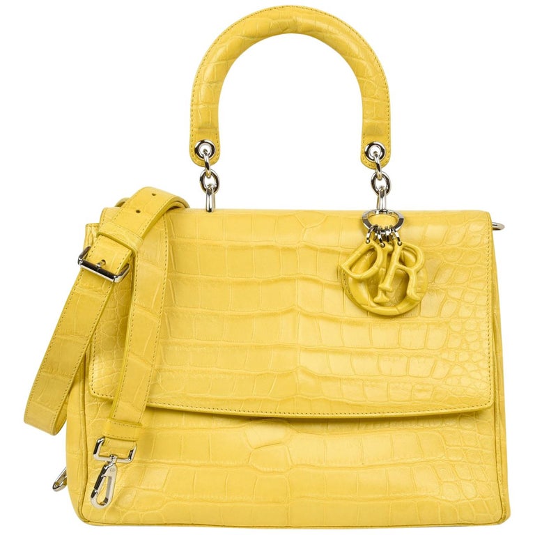 Christian Dior Be Dior Bag Matte Yellow Crocodile Double Flap Medium At  1Stdibs | Lady Dior Matte, Yellow Dior Bag, Christian Dior Yellow Bag