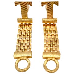 20th Century Gold Metal Mesh "T" Cuff Links By, Dante